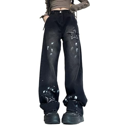 Amazon.com: Zeavitt Women Baggy Jeans Y2K Star Pants Straight Wide